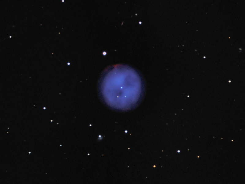 Messier 97, the Owl Nebula in Ursa Major Exposure times of 45 minutes luminance, 24 minutes red, 30 minutes green, and 30 minutes blue.