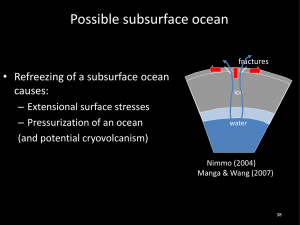 The subvection at Sputnik Planitia and the formation of extension stretch marks caused by fractures could have been filled with materials welling up from a subsurface ocean.