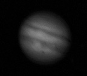 Photo by Alan Chaniewski
300 video frames stacked of Jupiter taken at a public open house at the Bethany Observatory on August 23, 2008.

