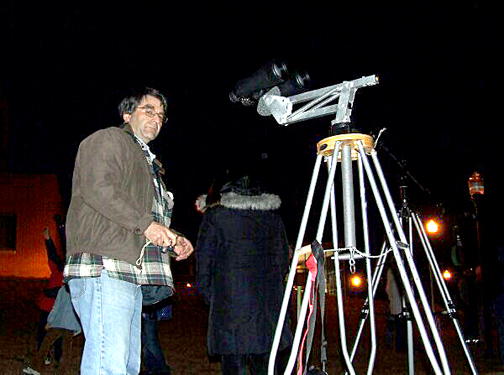 Photo by Eleanor Andujar
Al "eclipse" Washburn checking out the viewing at Southern Connecticut State University during a lunar eclipse March 3, 2007.
