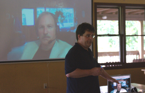 Photo by Alan Chaniewski
President Greg Barker introduces Bob Berman via Skype in New York State. A first for CSP!
