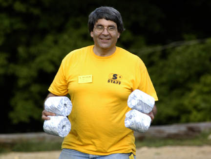 Photo by Alan Chaniewski
CSP Staff member cleans up a lot of paperwork during 
the weekend. "Well, somebody has got to do it".
Notice the smile on his face. Thanks Al for all the hard work!!

