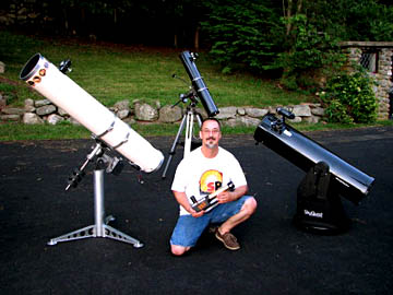 Walt Kupson's Telescope Gallery
My 8" Meade, 4.5" Celestron, Coronado PST Solar Scope, and my new Orion 10" Dob


