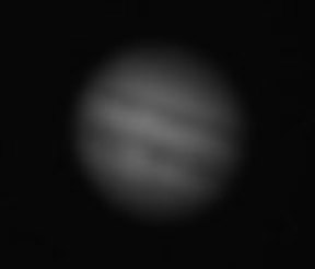 Photo by Alan Chaniewski
A single video frames grab of Jupiter taken at a public open house on August 23, 2008.
