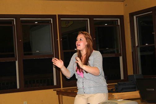 Photo by Matthew Baker 
Carolyn Moore getting animated.
