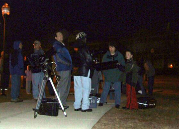 Photo by Eleanor Andujar
Over 40 people turned out at the Lunar Eclipse on March 3, 2007, observing from the grounds of Southern Connecticut State University.
