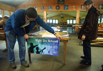 Photo by Alan Chaniewski
The Mazur's set up the Night Sky Network exhibit inside the lodge building.
