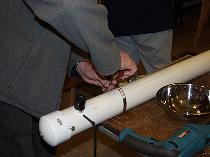 Photo by Greg Barker
Bob Carruther's telescope making class that was recently held at the Bethany Observatory in April 2009.
