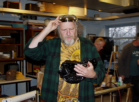 Photo by Greg Barker
Bob Carruthers at his telescope making class that was recently held at the Bethany Observatory in April 2009.
