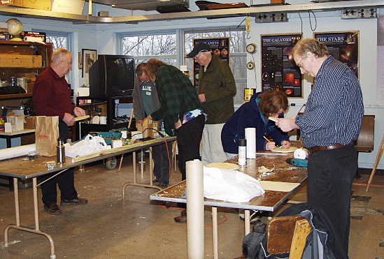 Photo by Greg Barker
Bob Carruther's telescope making class that was recently held at the Bethany Observatory in April 2009.
