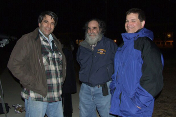 Photo by Eleanor Andujar
At the lunar eclipse observing site at Southern Connecticut State University, Al Washburn, Henry Rugggiero, and Greg Barker pose for a quick picture, on March 3, 2007.
