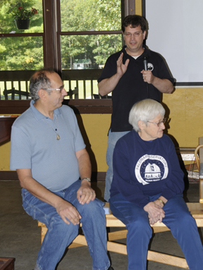 Photo by Alan Chaniewski
President Greg Barker introduces the speakers for this year, Carolyn Shoemaker, and David Levy.
