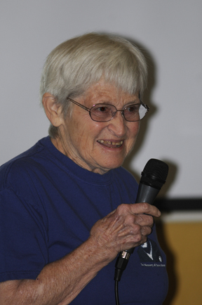 Photo by Alan Chaniewski
Carolyn Shoemaker giving her lecture.

