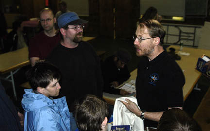 Photo by Alan Chaniewski
Dr. Geoffery Landis talks to the crowd after his lecture.
