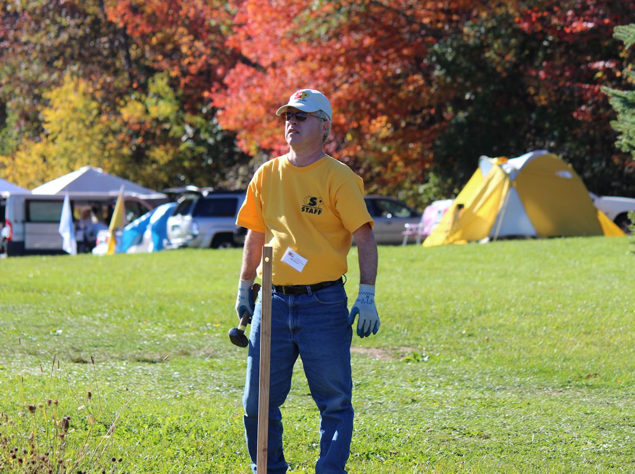 Photo by Steve Steinhardt
Mike pounded in many stakes.
